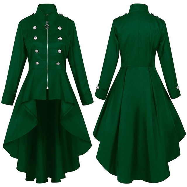 Dsscvnef Robe de Cour pour Femmes Carnaval Rétro Ourlet Irrégulier Long Coupe-Vent Couleur Unie Chemises pour Hommes 2TG Robe Gothique Noire