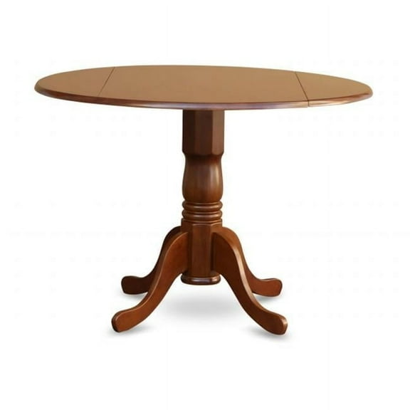 Dublin Kitchen Round Table with Two 9in Drop-Leaves in Saddle Brown Finish