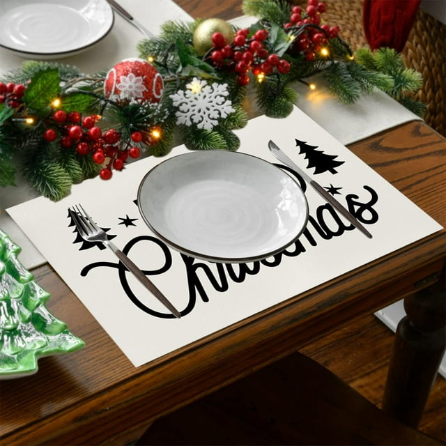 Cotton And Linen Placemats Christmas Table Decorations Insulation Mats Kitchen And Dining Room Waterproofs Mats