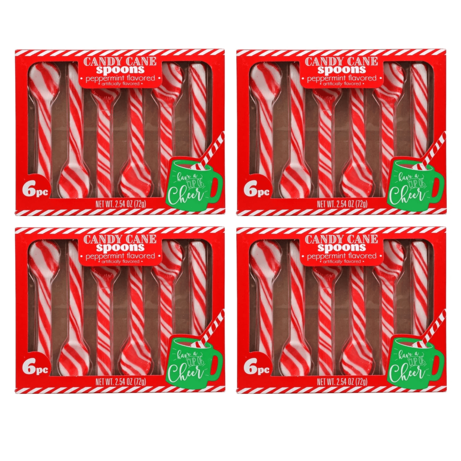 Candy Cane Edible Spoons Peppermint Flavored Candy Hard Candies for Hot Chocolate or Coffee