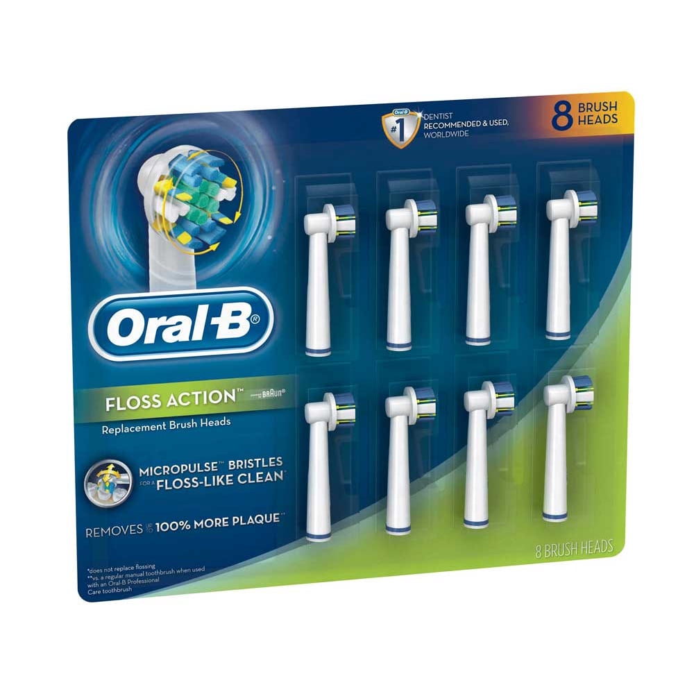 P&G OralB Floss Action 8Pack Replacement Brush Heads Micropulse