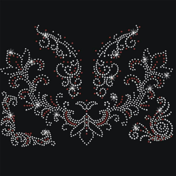 Calcomanía de transferencia de calor con diseño de flores y diamantes de imitación para planchar con fijación en caliente, parche de transferencia de calor para reparación de ropa