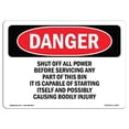 thumbnail image 1 of SignMission OS-DS-A-710-L-2297 7 x 10 Po Signe de Danger OSHA - Couper Toute l'Alimentation avant d'En Entretenir un, 1 of 1