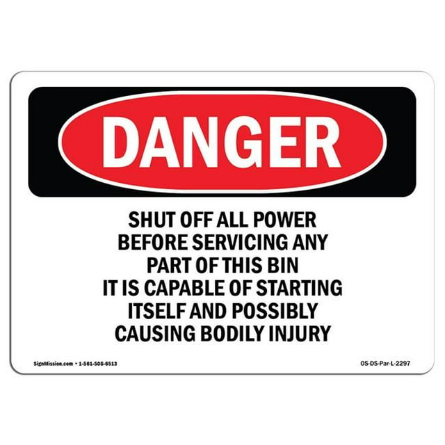 SignMission OS-DS-D-35-L-2297 Panneau de Danger OSHA - Couper Tout le Courant avant de Faire l'Entretien