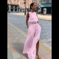 thumbnail image 4 of Conjuntos de 2 Piezas para Mujer: Chaleco de , Conjuntos Casuales Elegantes, Pantalones de Pierna con Abertura Alta. Rosa L, 4 of 7