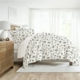 thumbnail image 3 of Noble Linens Gray Geo Dash 3-Piece 3-Piece Duvet Cover Set, Full/Queen, 3 of 10