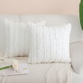 thumbnail image 4 of Unique Bargains 2-Pack Tassel Striped Throw Pillow Covers White 20" x 20", 4 of 7