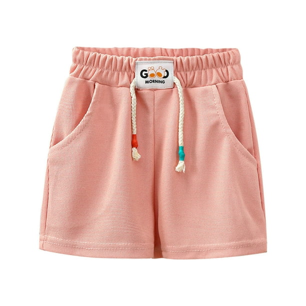 Odeerbi 2-14 Años Niños Niñas Entrenamiento de Verano Deportivo Pantalones Cortos de Algodón Casual Pantalones Cortos Con Bolsillo