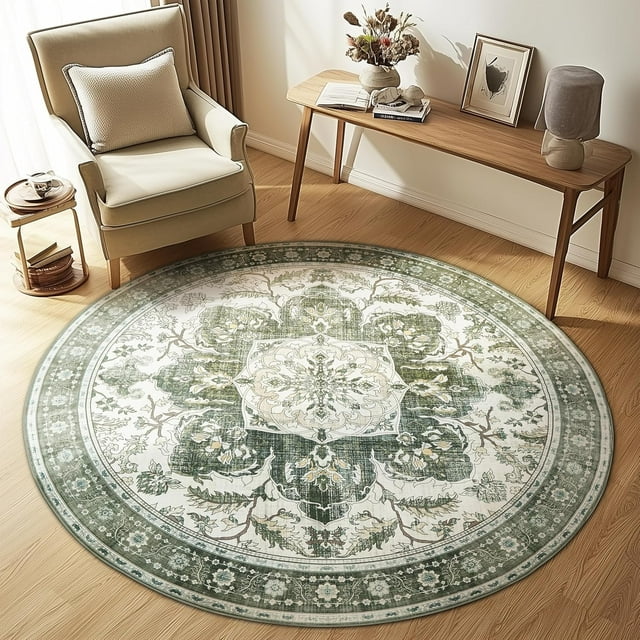 Area Rugs for Entryway x Lightweight Machine Washable Rug Vintage Area Rugs for Bedroom Neutral Bathroom Mat Indoor Carpet for Playroom Office Living Room(Grey xft)