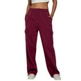thumbnail image 5 of Ladies' Solid Drawstring Elastic Waist Pocket Pants Slacks, 5 of 7