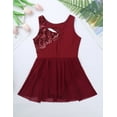 thumbnail image 5 of inhzoy Kids Big Girls Figure Ice Skating Tutu Costumes Sequins Tulle Dress Burgundy 6, 5 of 8