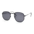 thumbnail image 2 of Polarized Mens Retro Hipster Thin Metal Rim Geometric Oval Sunglasses All Black, 2 of 4