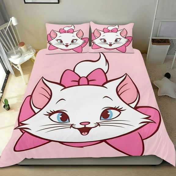 Marie Themed Bed Sheet Set Three Piece Set 53x79 Inches Comfortable And Skin Friendly Unique Design Creating A Star Studded Night