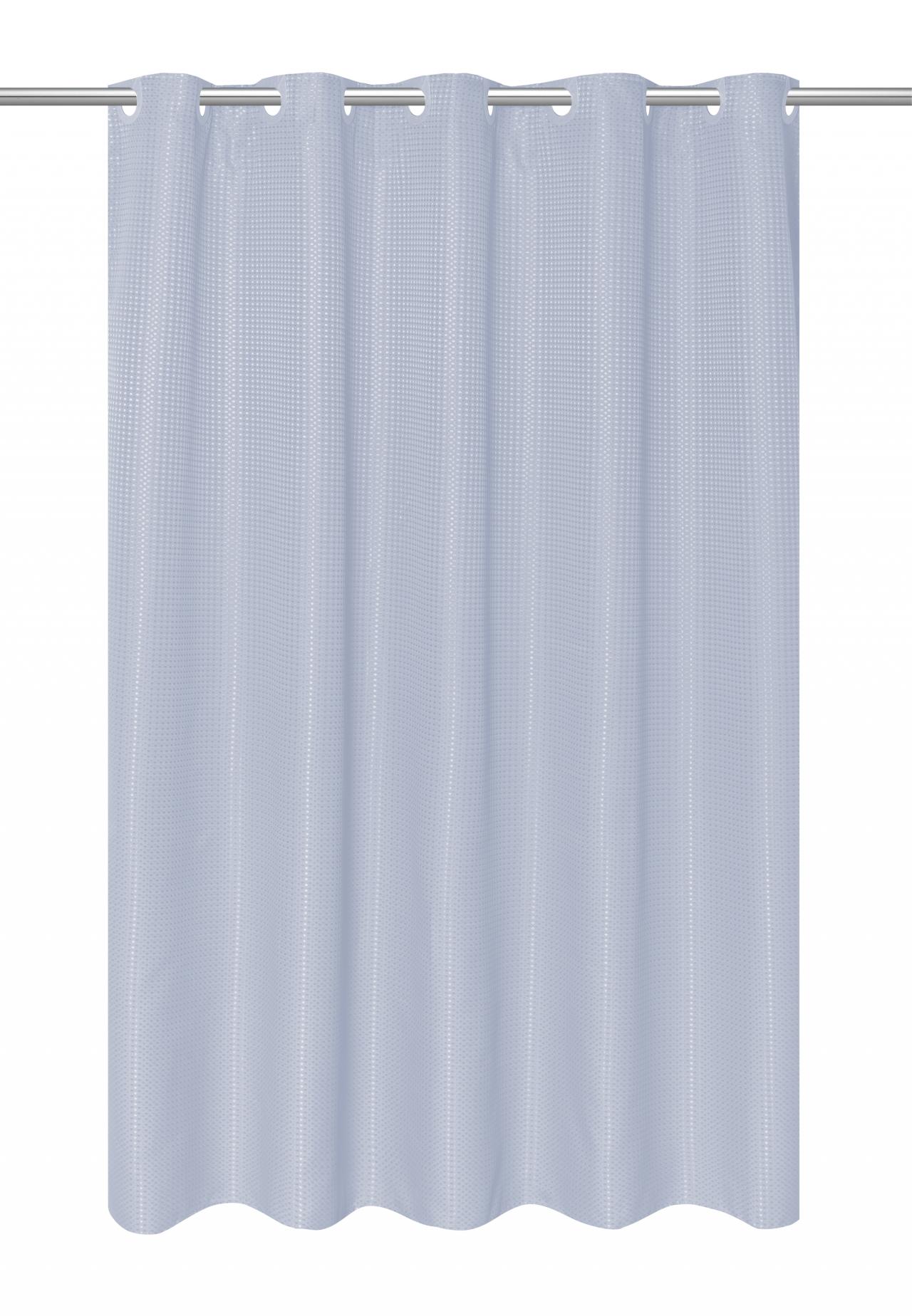 EZON Hookless Dobby Heavy Fabric Shower Curtain With Liner Blue