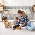 thumbnail image 5 of Queen Floor Bed for Kids, Sturdy Wood Montessori Bed Frame with Wood Slats, Fence & Door, Montessori Floor Bed for Girls and Boys, Gray (with Bed Slats), 5 of 6