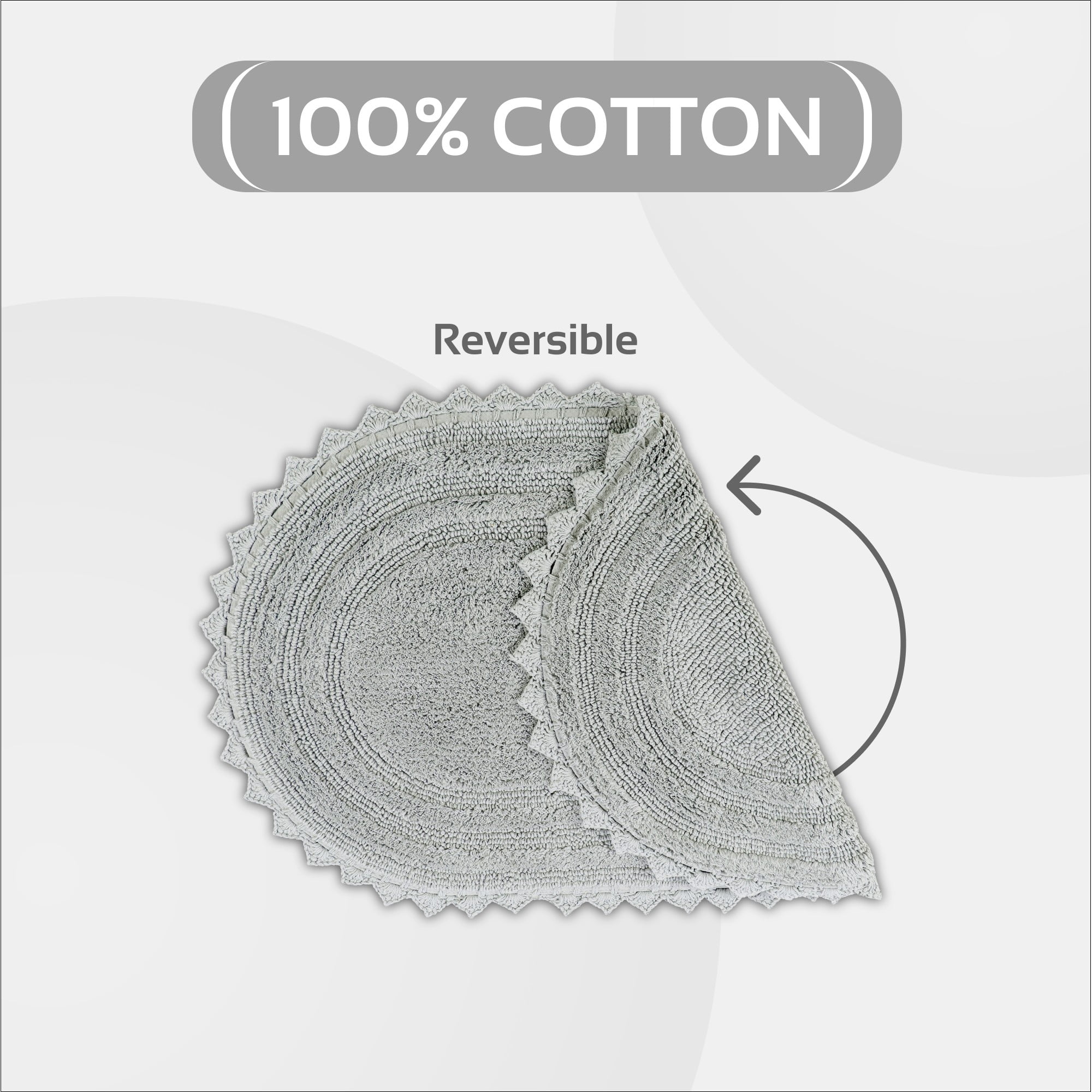 Better Trends 20" x 32" Oval Shape Bath Mat 100% Cotton Bathroom Rug Water Absorbent Bath Rug Machine Washable (Gray) Lilly Crochet Collection