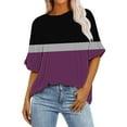 thumbnail image 2 of iHengLiXing Plus Size Spring Tops for Women 2025 Dressy Casual Women's Ladies Fashion Casual Cropped Short Sleeve Printing Loose Shirt Blouse Top Purple XL, 2 of 5