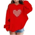 thumbnail image 2 of Girls Hoodie Red Kids Valentine's Day Sweatshirt with Heart Valentine Gift Cute Girls Holiday Hoodie,Size 5-6 T, 2 of 5
