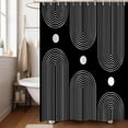 thumbnail image 3 of Black and White Extra Long Shower Curtain, Boho Minimalist Mid Century Modern Arch Geometric Machine Washable Waterproof Fabric for Bathroom Bathtub Decor with Hooks 72Wx84H, 3 of 6
