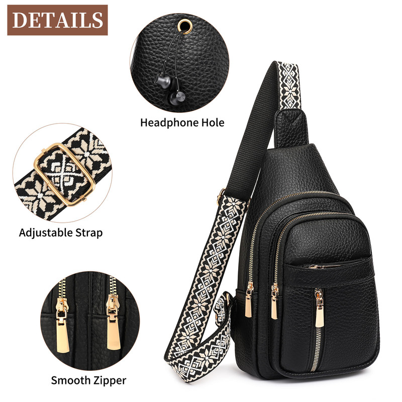 FALAN MULE Crossbody Bags for Women Trendy Leather Sling Chest Bag Fanny Packs for Women