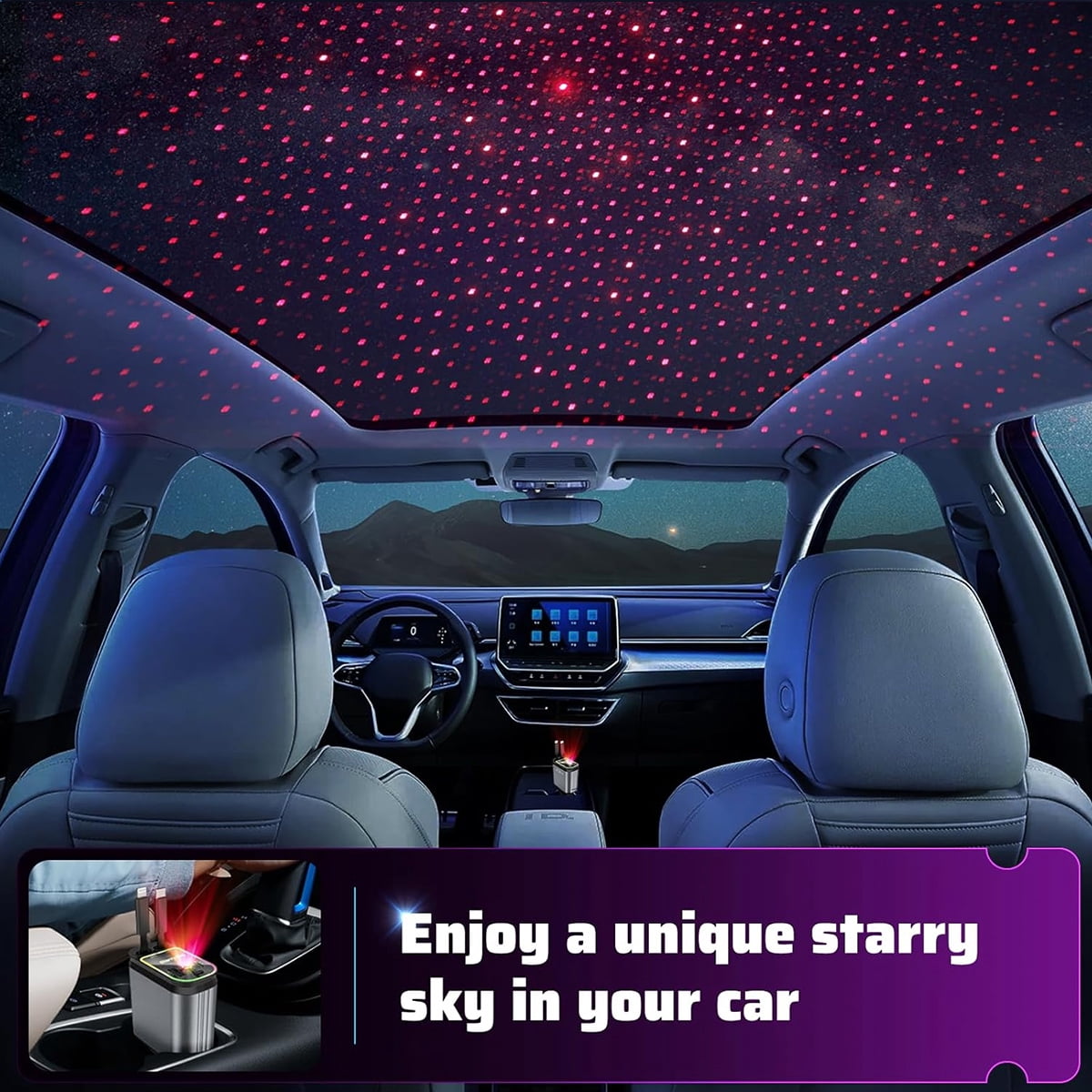 4 in 1 Retractable Car Charger with Projection Star Light, Car Accessories, 2 Fast Charging cables&Dual Charge Port Compatible with iPhone/iPad/AirPods, Samsung Series, Electronic Retract