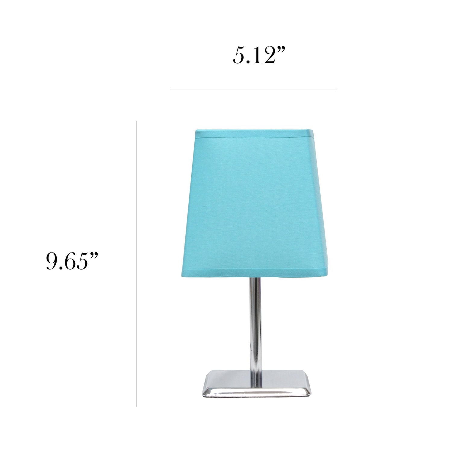 Simple Designs Mini lampe de table chromée avec abat-jour carré en tissu Empire
