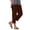 Brown, variant on Bloomae Women's Lightweight Capri Pants Trendy Soft Cotton and Linen Elastic Waist Comfy Side Slit Lounge Cropped Trousers with Pockets Fashion Summer Beach Vacation Capris Black S