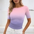 thumbnail image 4 of Aimik Women's Casual Tee Summer Fashion Print Round Neck Short Sleeve T Shirt Comfort Slim Womens Tops, 4 of 6