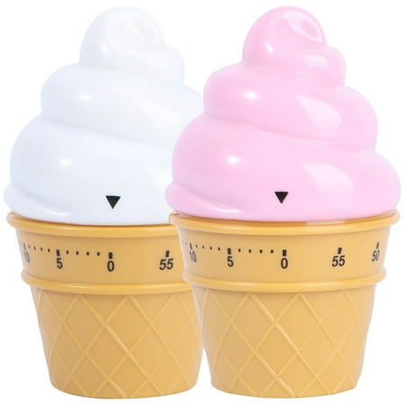 

2Pcs Cartoon Timer Plastic Mechanical Timer 60 Minutes Ice Cream Timer Countdown Clock