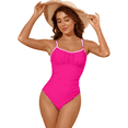 thumbnail image 2 of LYMAYTER Women One-Piece Swimsuit Spaghetti Straps Tummy Control Ruched Square Neck for Bathing Suit S-2XL, 2 of 10
