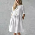 thumbnail image 3 of Bigersell Robe de Saint-Valentin pour Femme, Mode d'Été, Imprimée, à Manches Courtes, Chandail à Enfiler, Robe à Boutons, Robe à Manches Courtes, Coupe Régulière Moulante, Style 3116, Blanc TG, 3 of 7