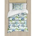 thumbnail image 1 of Hydrangea Duvet Cover Set Twin Size, Fresh Floral Pattern on Modern Lines Spring Illustration, Decorative 2 Piece Bedding Set with 1 Pillow Sham, Multicolor, by Ambesonne, 1 of 3
