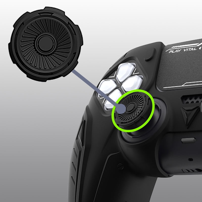 PlayVital 2 Set Silicone Case for ps5 Controller - Anti-Slip Premium Silicone Material|Futuristic CyberMech Design|Compatible with ps5 Official Charging Dock - Black