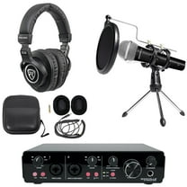 Rockville R-TRACK 2x2 USB Recording Interface Mic Stand Pop Filter Headphones