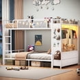 thumbnail image 7 of Full Size Metal Bunk Bed with 13" Safety Guardrail & Ladders, Modern Bunk Bed Frane with LED Lights, Hall Tree and 6 Storage Drawers for Bedrroom, 7 of 7