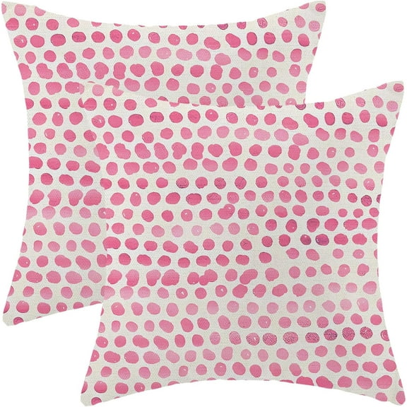 Preppy Pillow Covers 18x18 Inch Set of 2 Pink Polka Dot Outdoor Decor Throw Pillows for Couch Modern Boho Design Watercolor Aesthetic Decorative Cushion Cases for Home Sofa Bed Decorations