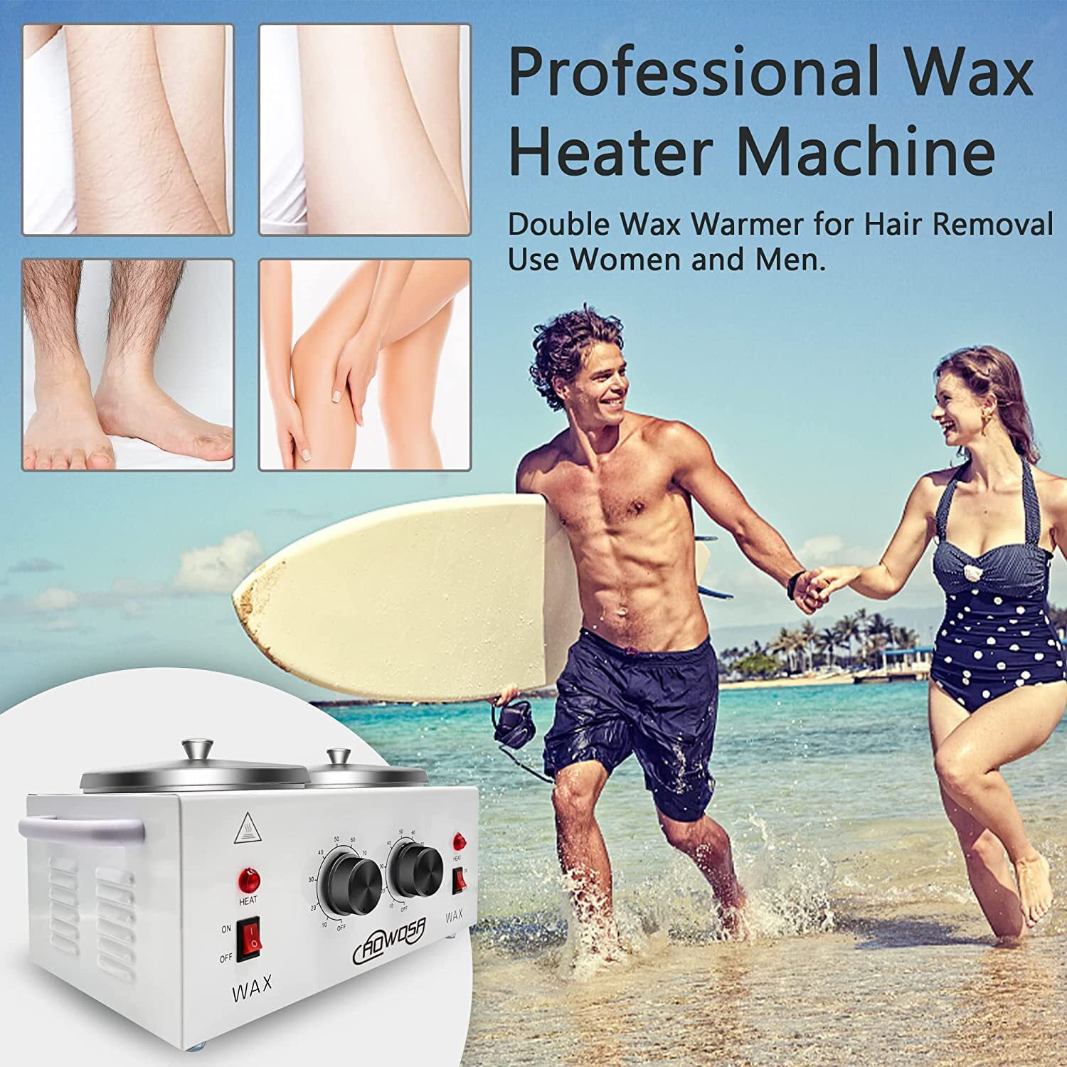 Professional Dual Wax Warmer for Hair Removal, Double Electric Wax Heater  Machine with 100pcs Wax Sticks-Wax Pots with Adjustable Fahrenheit Dial for