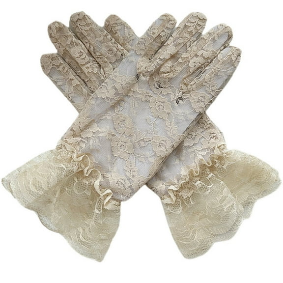 FYDUU Kids Gloves Elegant White Lace Gloves For Girls Tea Party Formal Princess Dressing Gloves For Wedding Halloween Party Outfit Vintage Outfit