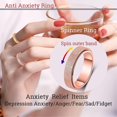 thumbnail image 3 of Anillo de ansiedad de acero inoxidable de titanio para mujeres y hombres, tamaño 7, ancho 6 mm, color: Oro rosa-arcoíris-, color acero con acabado arenado, 3 of 5