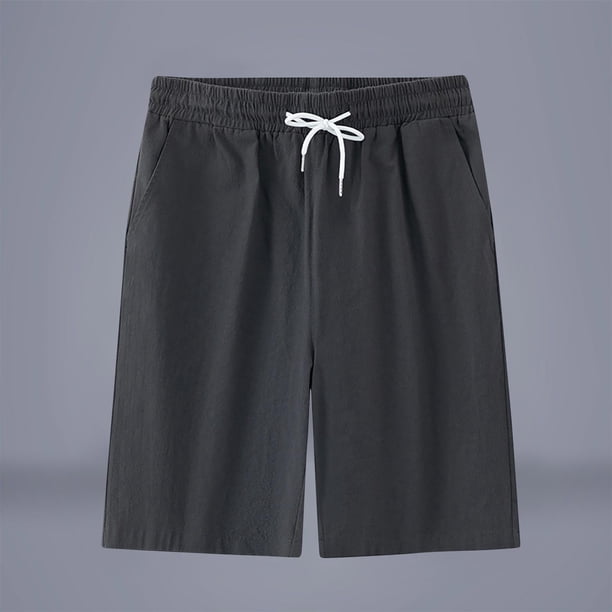 pstuiky Pantalones cortos para hombre, Pantalones cortos transpirables de color liso para hombre, informales, para vacaciones, con bolsillos Pantalones cortos para correr para hombre