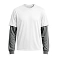 thumbnail image 6 of Men's Fake 2-Piece Layered Solid Shirts Casual Pullover Cyan L, 6 of 6