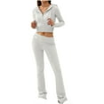 thumbnail image 3 of DDAPJ pyju Y2K Outfits Set Women Two Piece Knitted Set Long Sleeve Zipper Hoodie Crop Top High Waist Trousers Tracksuit on Clearance White L, 3 of 10