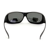 V.W.E. Polarized Fit Over Unisex Rectangular Sunglasses, Black Brown