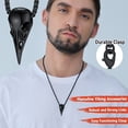 thumbnail image 3 of FaithHeart Viking Raven Skull Necklace for Men Women Black Stainless Steel Gothic Crow Pendant Vintage Norse Jewelry Gift for Boyfriend Husband Valentine's Day, 3 of 10