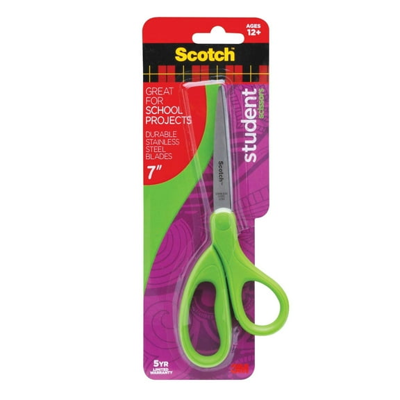 Scotch Stainless Steel Rounded All-Purpose Scissors, 7", Multi Colors