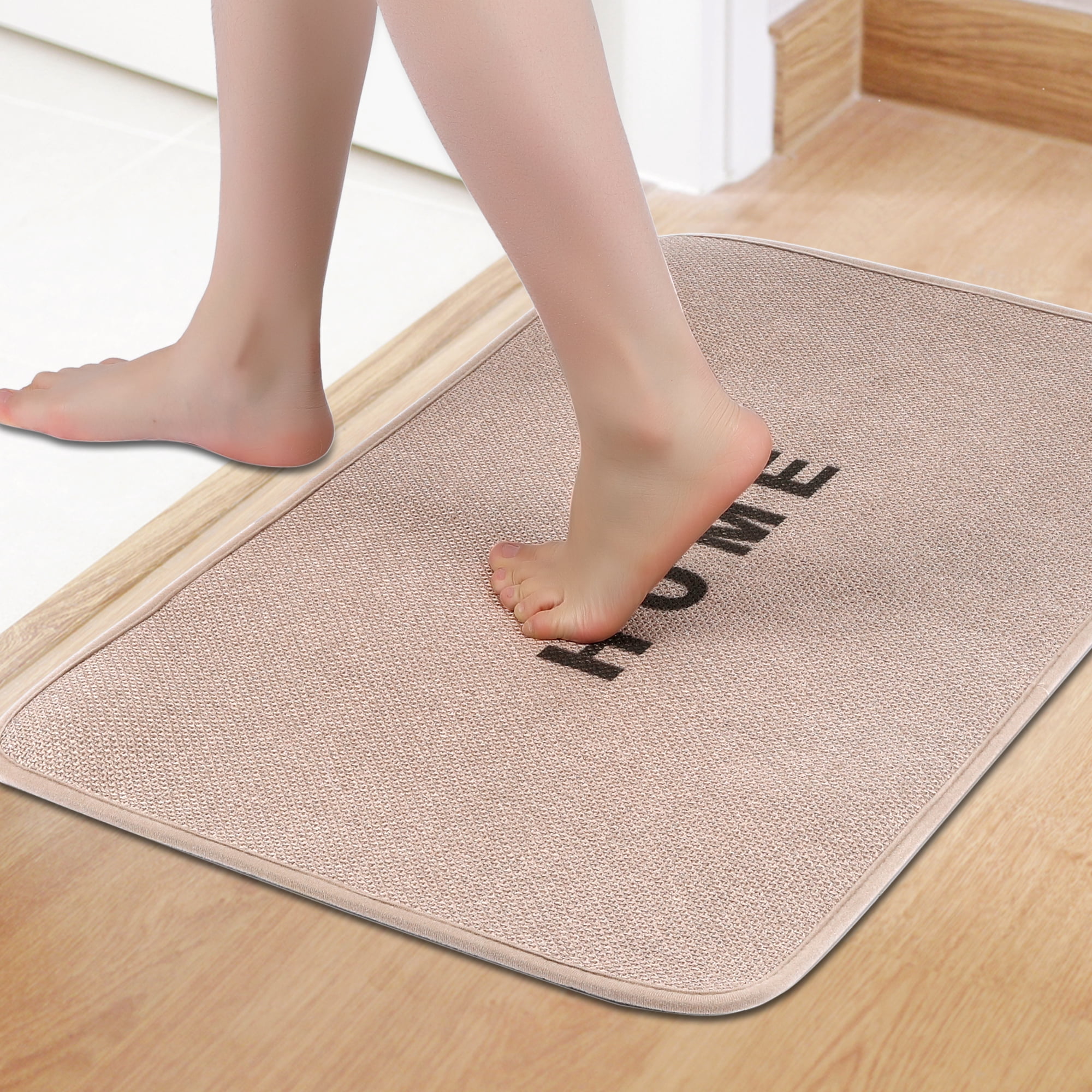 Unique Bargains Boho Bathroom Rugs Absorbent Non Slip Washable Bath Rugs Khaki 20" x 32"
