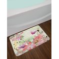 thumbnail image 2 of Floral Bath Mat, Watercolor Abstract Romantic Nature Themed Flowers Buds Leaves Art, Plush Bathroom Decor Mat with Non Slip Backing, 29.5" X 17.5", Pale Pink Purple, by Ambesonne, 2 of 2