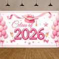 thumbnail image 5 of Pink Theme Graduation Banner Graduation Cap Design Class of 2026 Display Polka Dot Balloons Star Decorations Graduation Backdrop for Graduation Ceremony Class of 2026 Party Graduation Photo Shoot, 5 of 9