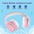 thumbnail image 4 of Kids Wireless Headphones Volume Limited Childrens Headset, up to 6-8 Hours Play, Stereo Sound, SD Card Slot, Over-Ear and Build-in Mic Wireless/Wired Headphones for Boys Girls(Light Pink), 4 of 5