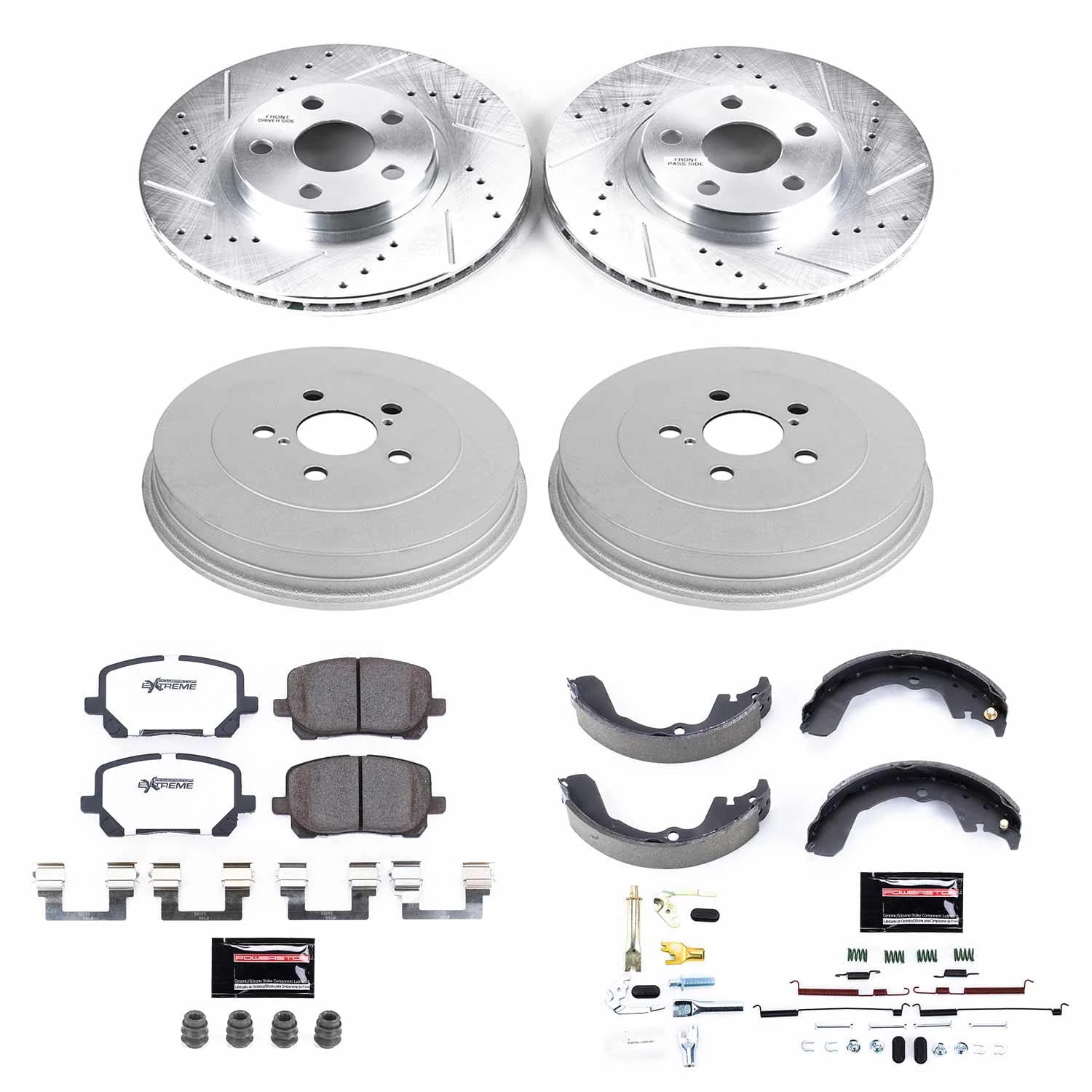 PowerStop Front and Rear Z26 Street Warrior Brake Pad Rotor Drum and Shoe Kit Fits: PONTIAC TOYOTA Select Models K15220DK-26